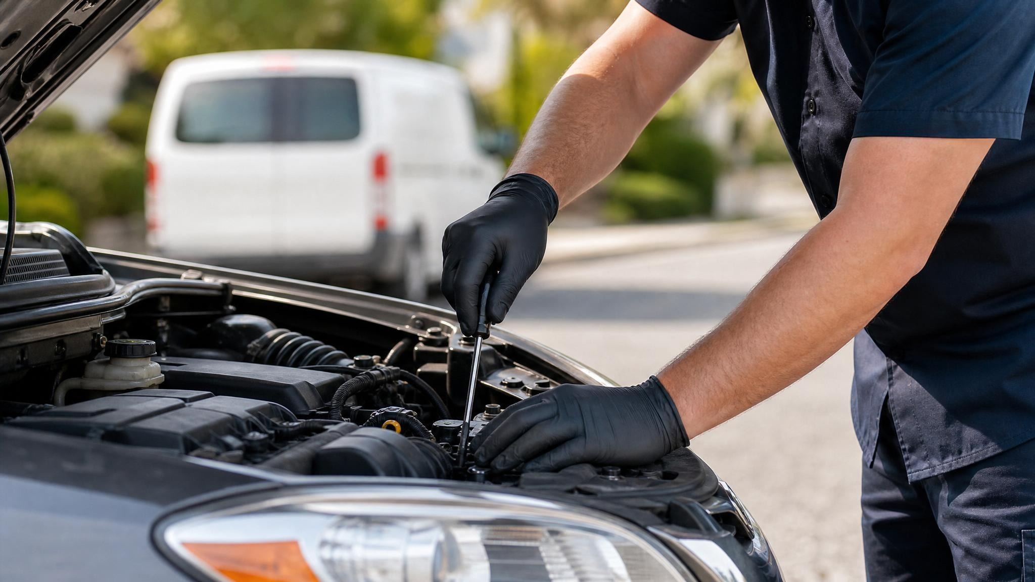 Ventura mobile mechanic at work during a service visit